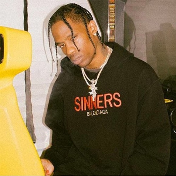 Balenciaga Sinners Black Hoodie with Red and Gold Embroidery L